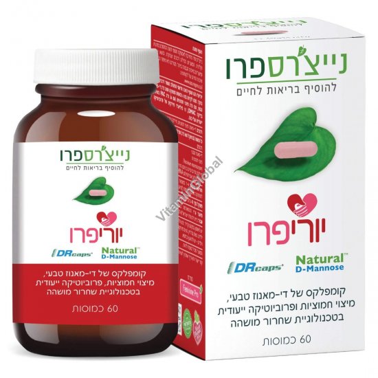 UriPro - Комплекс D-маннозы с экстрактом клюквы и пробиотиком, 60 капсул - Nature\'s Pro