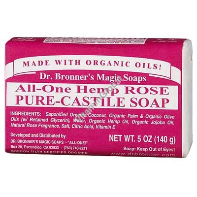 Натуральное розовое мыло 140 г - Dr. Bronner