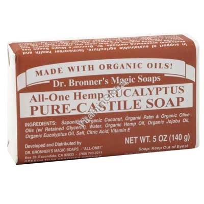 Натуральное эвкалиптовое мыло 140 г - Dr. Bronner